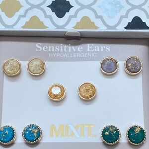 Mixit Gold, Lavender, and Teal Earring Trio